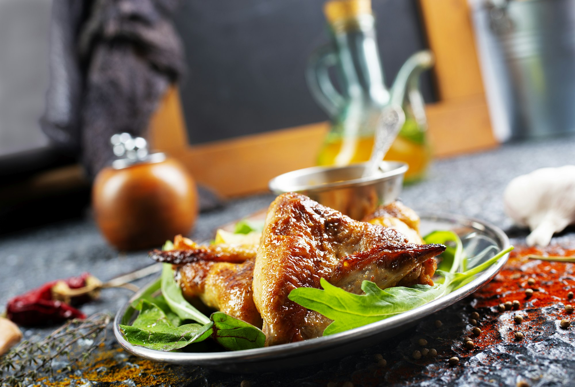 plate of chicken wings on a table