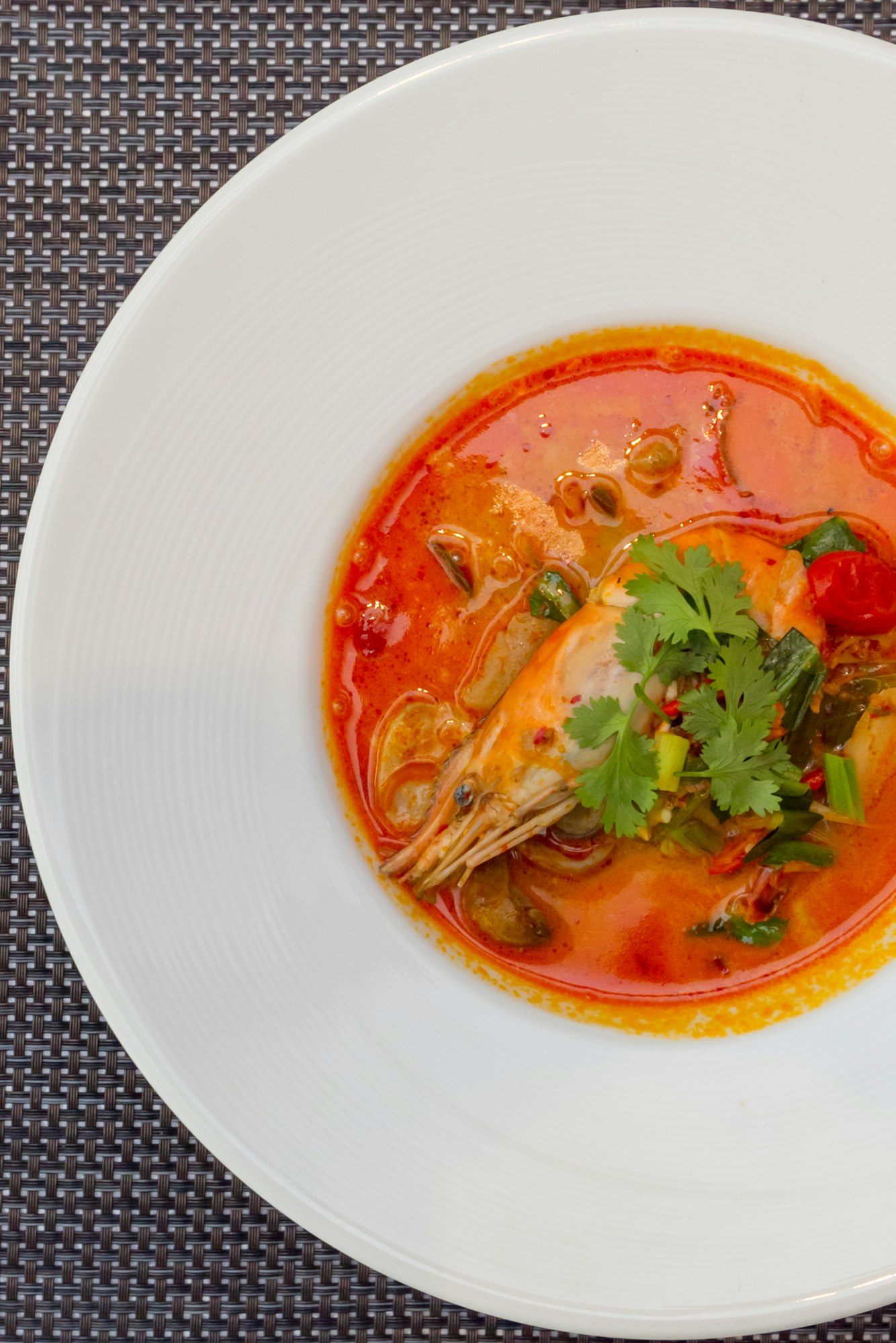 Tom Yum Goong or spicy soup with shrimp. Thai food